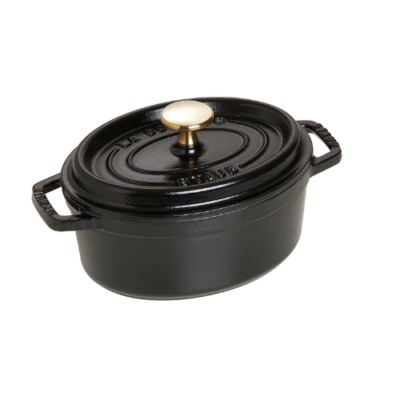 STAUB LA COCOTTE Olla Cocotte Ovalada Negra con Tapa 17 cm, Hierro Fundido