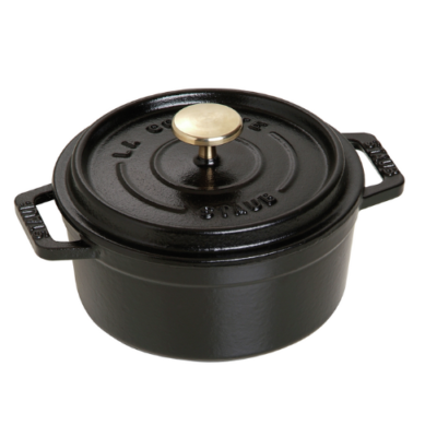 STAUB LA COCOTTE Olla Mini Cocotte Redonda Negra con Tapa 12 cm, Hierro Fundido