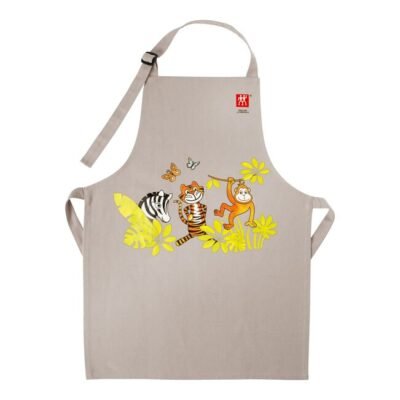 ZWILLING TEXTILES Delantal de Cocina Gris con Estampado para Niños, 60 cm x 45 cm